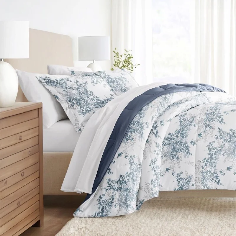 Linen blankets with a rustic and textured lookFull/Queen Floral Patterned Reversible Comforter Set Blue Linen blankets with a rustic and textured lookFull/Queen Floral Patterned Reversible Comforter Set Blue