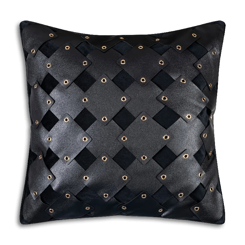 Down Alternative Pillows for Ethical ChoicesFirm Pillows for Side SleepersAtlas Black Faux Leather Rivet Pillow