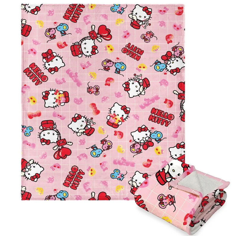 Chenille blankets with a thick and fuzzy textureSanrio Hello Kitty Hello Love Silk Touch Sherpa Throw Chenille blankets with a thick and fuzzy textureSanrio Hello Kitty Hello Love Silk Touch Sherpa Throw
