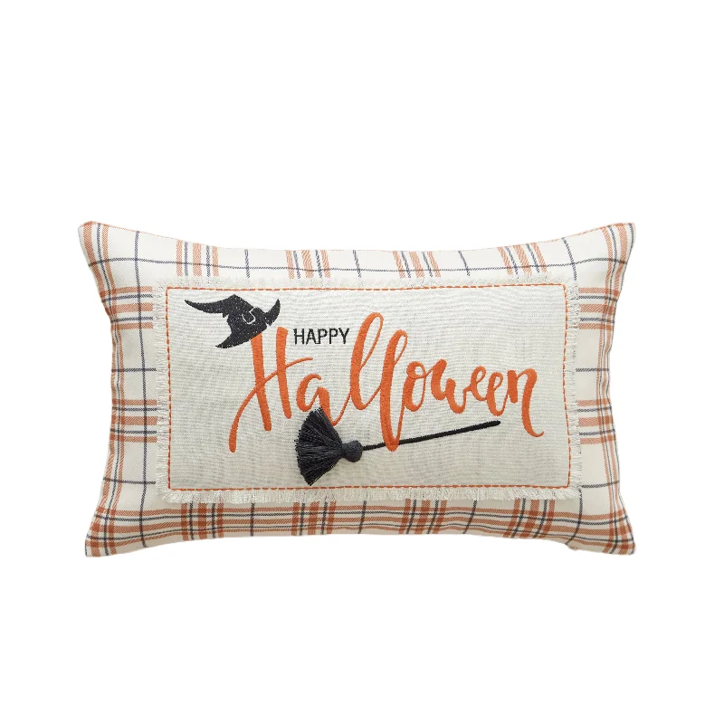 Cotton Pillows for Natural ComfortKids Pillows with Fun DesignsPlaid Happy Halloween Pillow Cotton Pillows for Natural ComfortKids Pillows with Fun DesignsPlaid Happy Halloween Pillow