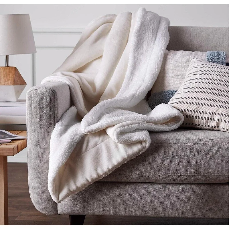 Recycled polyester blankets for an eco - conscious optionCream Soft Sherpa Throw Blanket 50" x 60" Recycled polyester blankets for an eco - conscious optionCream Soft Sherpa Throw Blanket 50" x 60"