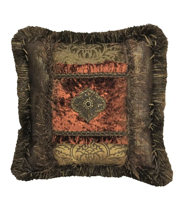 Down Alternative Pillows for Ethical ChoicesRound Pillows for Boho-Style InteriorsOld World Decorative Accent Pillow Faux Croc and Rust Velvet 18x18 Down Alternative Pillows for Ethical ChoicesRound Pillows for Boho-Style InteriorsOld World Decorative Accent Pillow Faux Croc and Rust Velvet 18x18