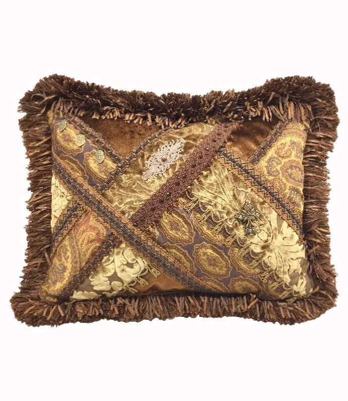 Round Pillows for Boho-Style InteriorsCotton Pillows for Natural ComfortThrow Pillow Bronze/Gold Velvet Faux Silk Pieced Rectangle 18x13 Round Pillows for Boho-Style InteriorsCotton Pillows for Natural ComfortThrow Pillow Bronze/Gold Velvet Faux Silk Pieced Rectangle 18x13