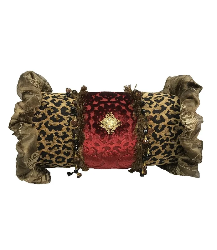 Decorative Pillows for Living Room MakeoverSilk Pillows for Smooth Skin and HairLuxury Decorative Bolster Pillow Red Velvet Ruffled with Jeweled Crown Decorative Pillows for Living Room MakeoverSilk Pillows for Smooth Skin and HairLuxury Decorative Bolster Pillow Red Velvet Ruffled with Jeweled Crown