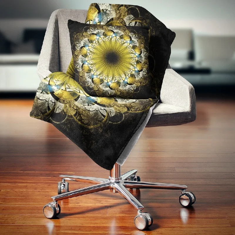 King - size blankets to cover large beds comfortablyDesignart 'Dark Yellow Fractal Flower' Abstract Throw Blanket King - size blankets to cover large beds comfortablyDesignart 'Dark Yellow Fractal Flower' Abstract Throw Blanket