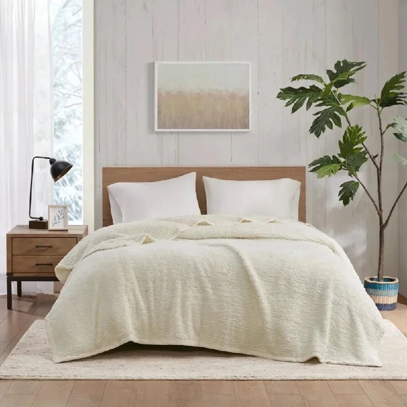 Rayon from bamboo blankets for a silky and breathable feelFull/Queen Cozy Soft Velvet Binding Berber Solid Blanket Ivory Rayon from bamboo blankets for a silky and breathable feelFull/Queen Cozy Soft Velvet Binding Berber Solid Blanket Ivory
