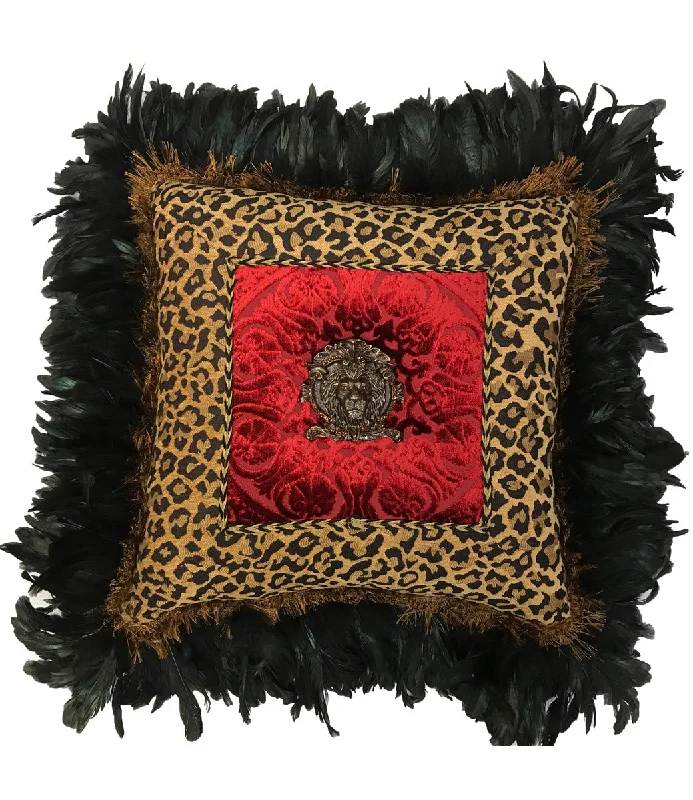 Orthopedic Pillows for Back Pain ReliefCotton Pillows for Natural ComfortDesigner Ruffled Leopard Accent Pillow with Jeweled Lion Medallion and Feathers Orthopedic Pillows for Back Pain ReliefCotton Pillows for Natural ComfortDesigner Ruffled Leopard Accent Pillow with Jeweled Lion Medallion and Feathers