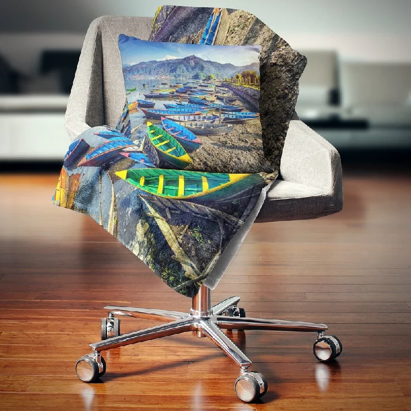 Recycled polyester blankets for an eco - conscious optionDesignart 'Colorful Boats in Pokhara Lake' Boat Throw Blanket Recycled polyester blankets for an eco - conscious optionDesignart 'Colorful Boats in Pokhara Lake' Boat Throw Blanket