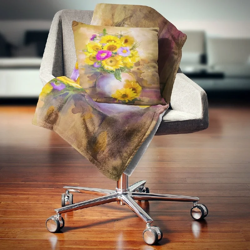 Bamboo fiber blankets with natural antibacterial propertiesDesignart 'Yellow Sunflower and Violet Aster Flowers' Floral Throw Blanket Bamboo fiber blankets with natural antibacterial propertiesDesignart 'Yellow Sunflower and Violet Aster Flowers' Floral Throw Blanket