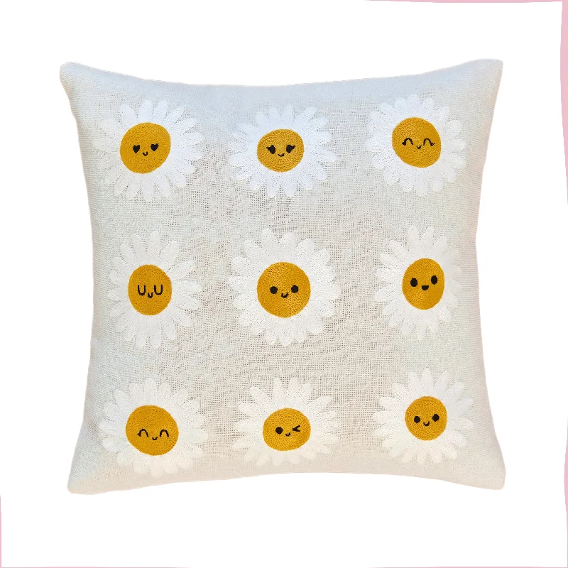 Round Pillows for Boho-Style InteriorsSoft and Fluffy Pillows for Bedroom ComfortSmiling Daisies Pillow Round Pillows for Boho-Style InteriorsSoft and Fluffy Pillows for Bedroom ComfortSmiling Daisies Pillow