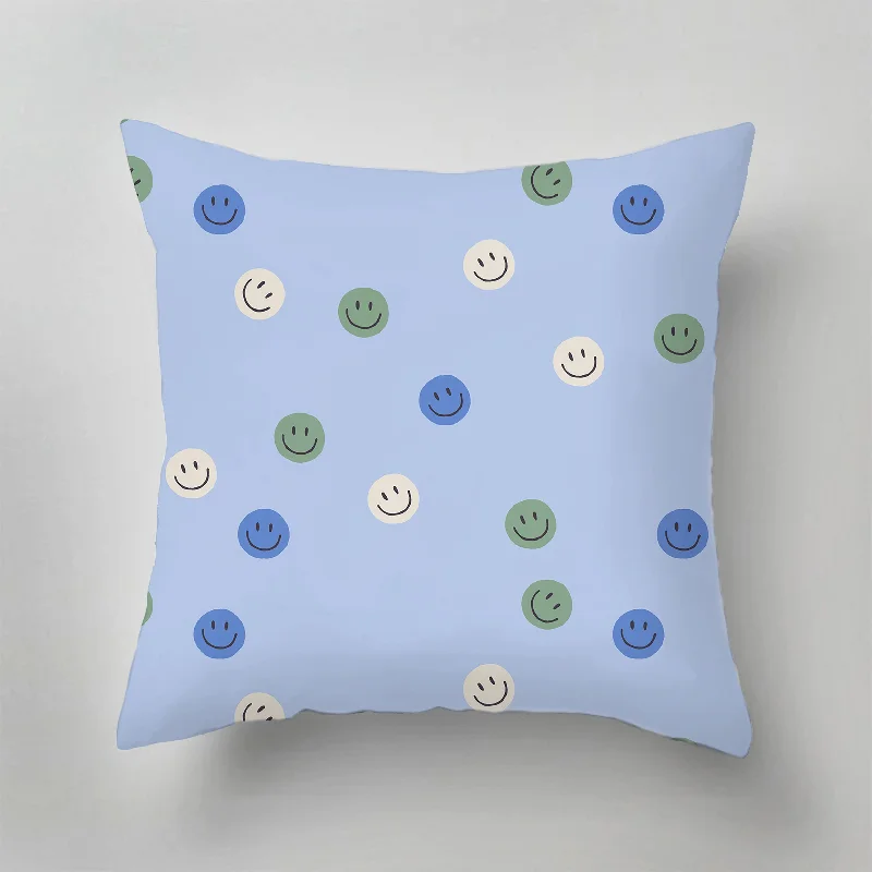 Kids Pillows with Fun DesignsSquare Pillows for Modern Home DecorIndoor Pillow - Smiley Blue Kids Pillows with Fun DesignsSquare Pillows for Modern Home DecorIndoor Pillow - Smiley Blue