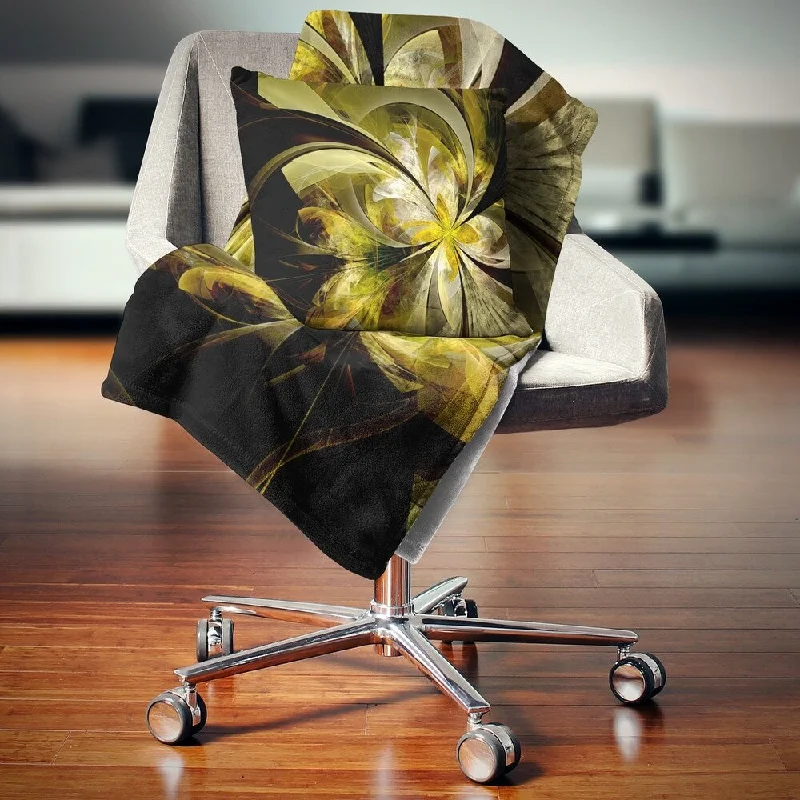 Silk blankets with a smooth and elegant touchDesignart 'Bright Golden Fractal Flower Design' Floral Throw Blanket Silk blankets with a smooth and elegant touchDesignart 'Bright Golden Fractal Flower Design' Floral Throw Blanket