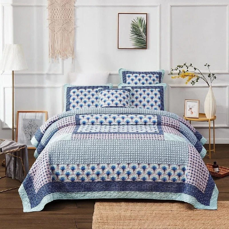 Recycled polyester blankets for an eco - conscious optionTwin Mediterranean Fans Nautical Patchwork Bedspread Set Blue Recycled polyester blankets for an eco - conscious optionTwin Mediterranean Fans Nautical Patchwork Bedspread Set Blue