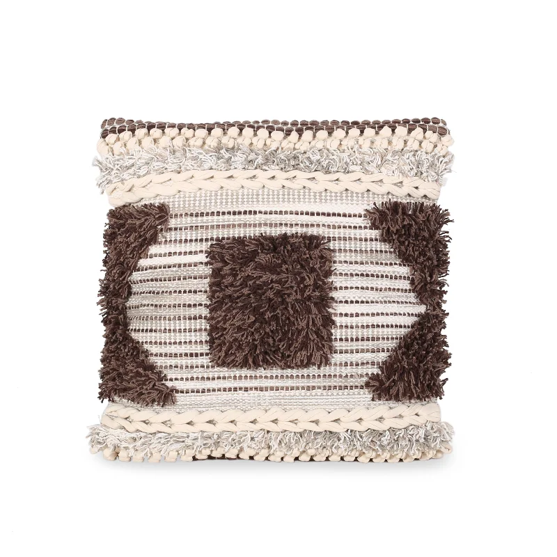 Travel Pillows for Long JourneysSquare Pillows for Modern Home DecorSunny Boho Cotton Pillow Cover, Natural and Brown Travel Pillows for Long JourneysSquare Pillows for Modern Home DecorSunny Boho Cotton Pillow Cover, Natural and Brown