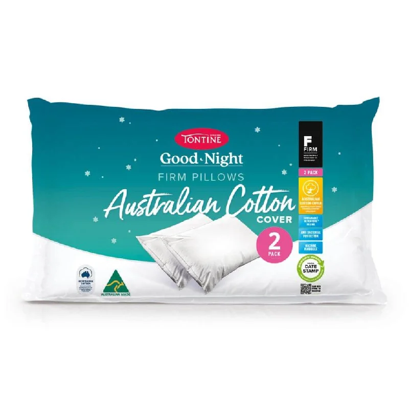 Feather Pillows for a Luxurious SleepSoft and Fluffy Pillows for Bedroom ComfortGood Night Australian Cotton 2 Pack Pillow - Firm Feather Pillows for a Luxurious SleepSoft and Fluffy Pillows for Bedroom ComfortGood Night Australian Cotton 2 Pack Pillow - Firm