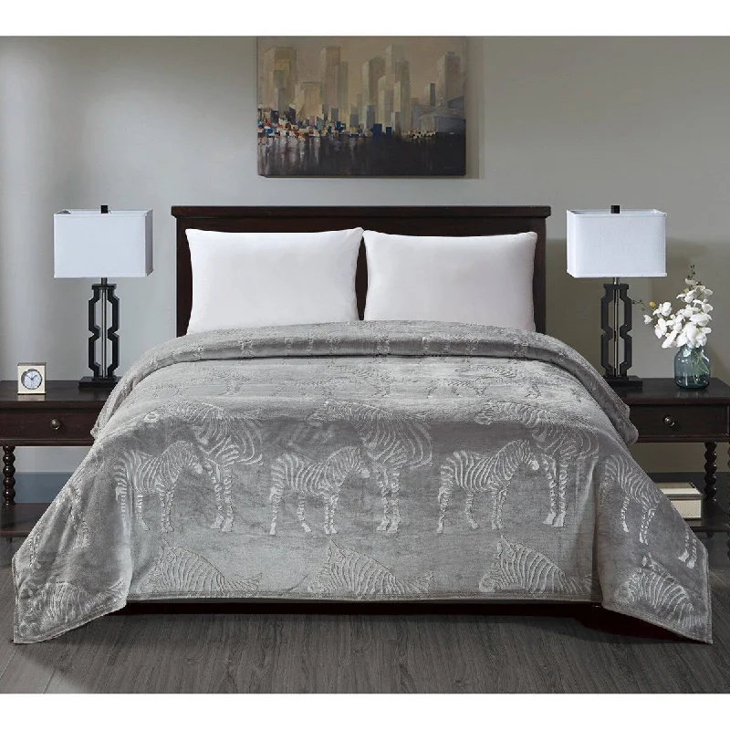 Cashmere blankets for ultimate softness and luxuryZebra Embossed Blanket King Gray