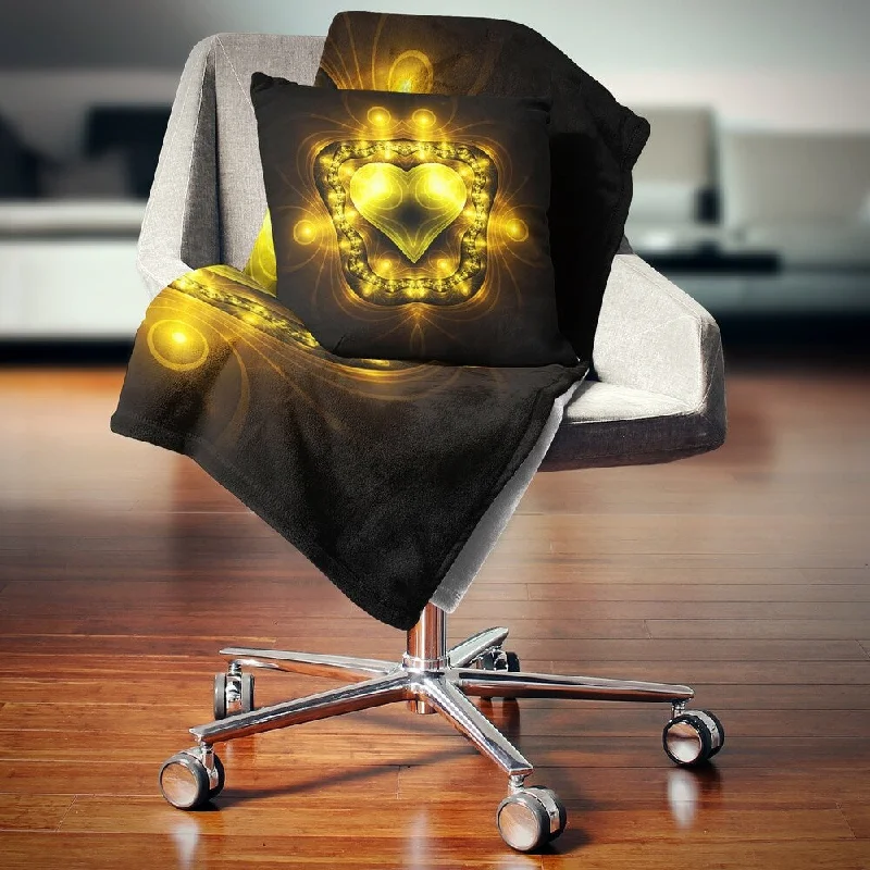 King - size blankets to cover large beds comfortablyDesignart 'Bright Yellow in Black Fractal Flower' Abstract Throw Blanket King - size blankets to cover large beds comfortablyDesignart 'Bright Yellow in Black Fractal Flower' Abstract Throw Blanket