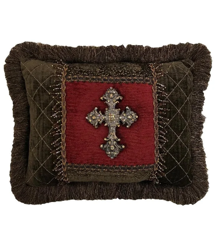 Cotton Pillows for Natural ComfortMemory Foam Pillows for Neck SupportAccent Pillow Red and Chocolate Brown with Jeweled Cross Cotton Pillows for Natural ComfortMemory Foam Pillows for Neck SupportAccent Pillow Red and Chocolate Brown with Jeweled Cross