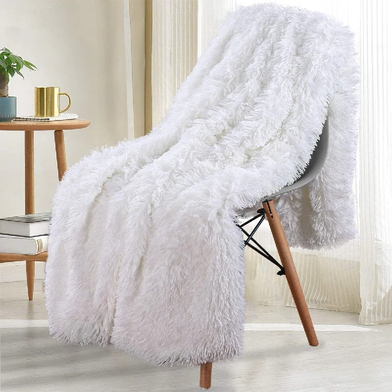 Synthetic fiber blend blankets for a budget - friendly choice(expired) Prabia Shaggy Longfur Throw Blanket with Sherpa Large Plush Fuzzy Blanket, 50''x60'',White Synthetic fiber blend blankets for a budget - friendly choice(expired) Prabia Shaggy Longfur Throw Blanket with Sherpa Large Plush Fuzzy Blanket, 50''x60'',White