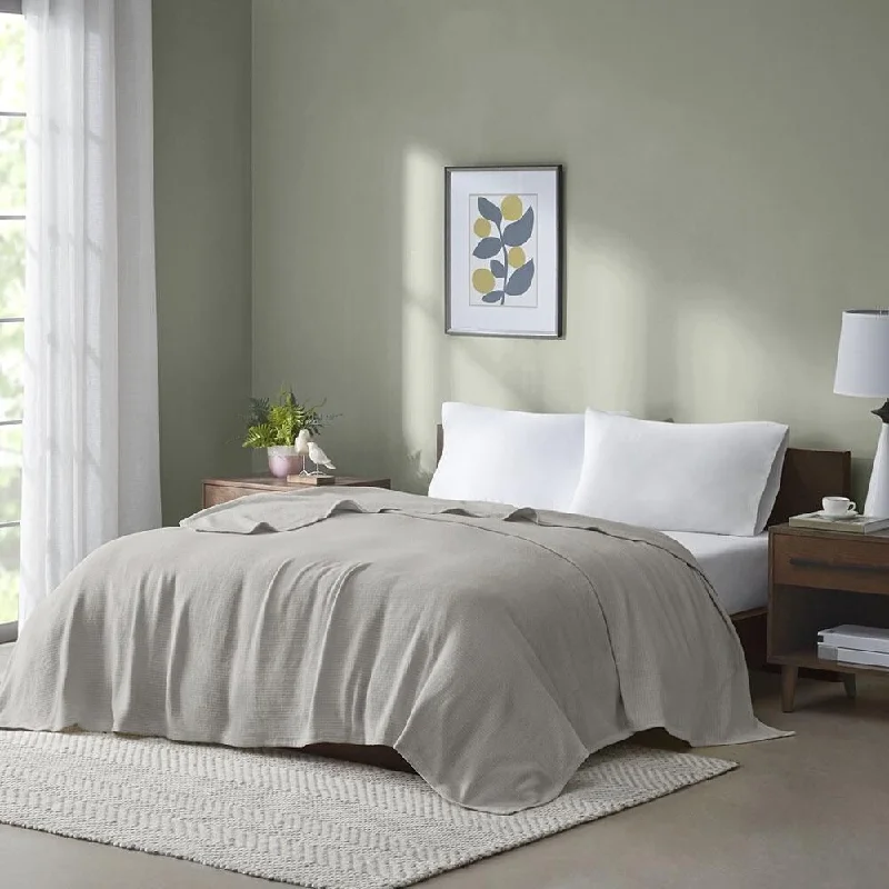 Queen - size blankets for standard - sized bedsKing Fresh Spun Basketweave Cotton Blanket Grey Queen - size blankets for standard - sized bedsKing Fresh Spun Basketweave Cotton Blanket Grey
