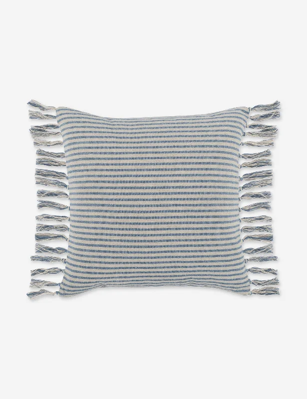 Soft and Fluffy Pillows for Bedroom ComfortCotton Pillows for Natural ComfortStasiya Pillow, 20" x 20", Blue and Natural