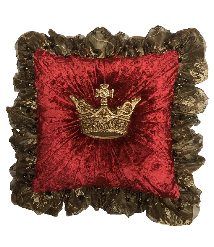 Back Support Pillows for Office ChairsPlush Pillows for a Cozy BedLuxury Decorative Pillow Red Velvet Ruffled with Jeweled Crown Back Support Pillows for Office ChairsPlush Pillows for a Cozy BedLuxury Decorative Pillow Red Velvet Ruffled with Jeweled Crown
