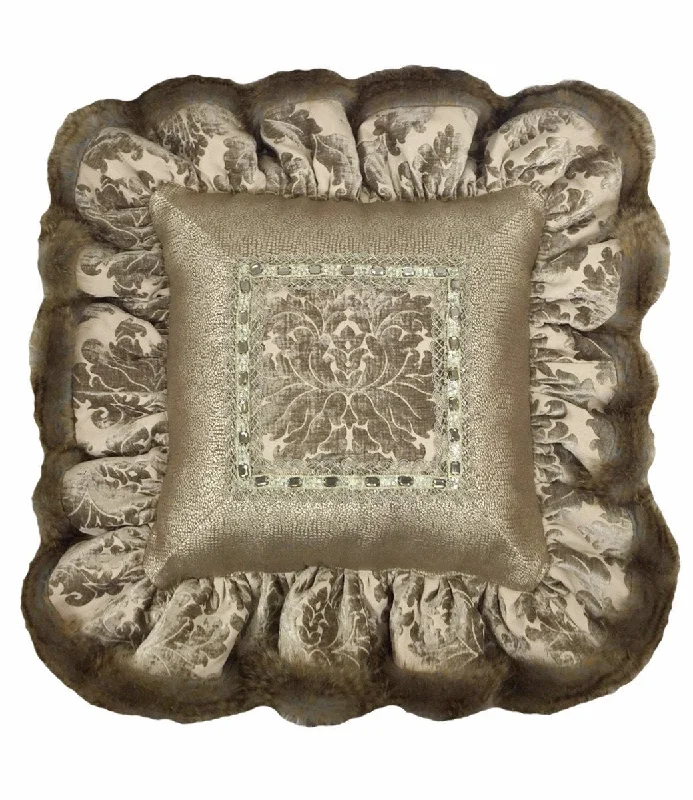 Pregnancy Pillows for Expectant MothersPlush Pillows for a Cozy BedDecorative Throw Pillow Grey And Taupe Chenille Damask And Gecko Ruffled Square 18x18 Pregnancy Pillows for Expectant MothersPlush Pillows for a Cozy BedDecorative Throw Pillow Grey And Taupe Chenille Damask And Gecko Ruffled Square 18x18