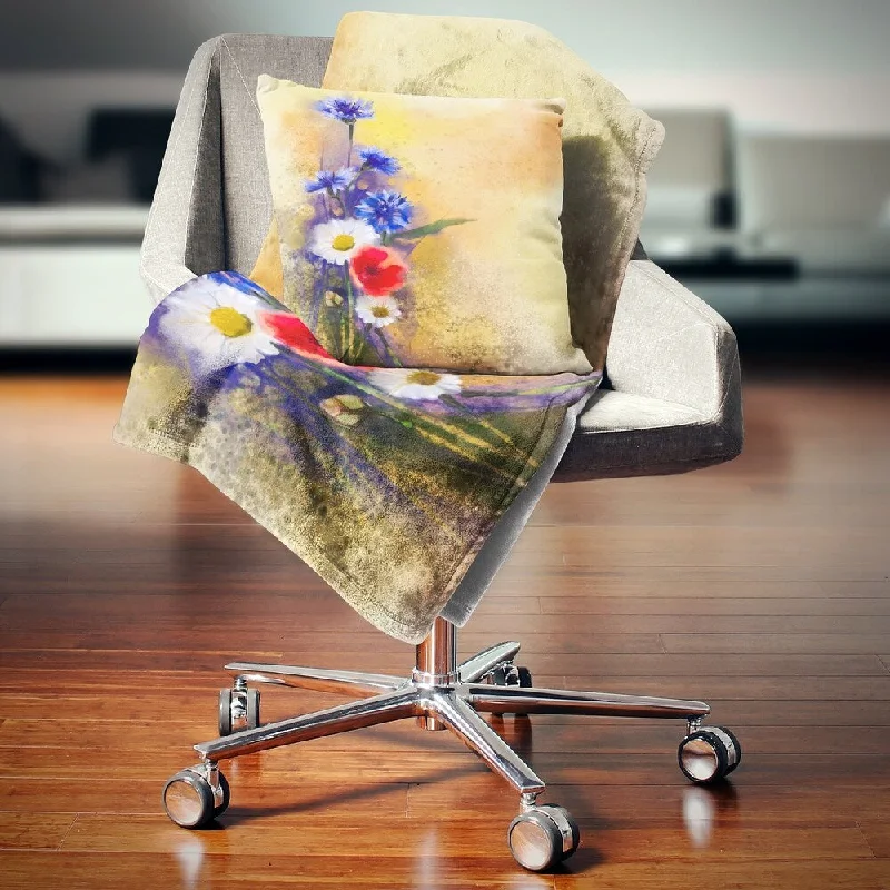 Queen - size blankets for standard - sized bedsDesignart 'Bouquet of Poppy Cornflower and Daisy' Floral Throw Blanket Queen - size blankets for standard - sized bedsDesignart 'Bouquet of Poppy Cornflower and Daisy' Floral Throw Blanket