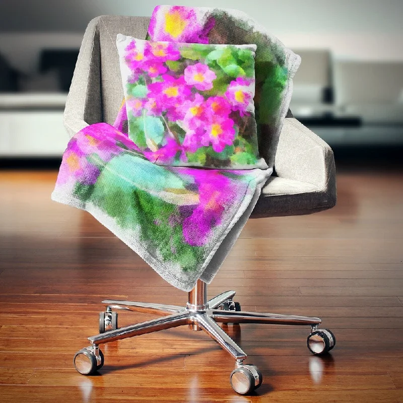 Fleece blankets for a cozy and plush textureDesignart 'Pink Little Flowers with Green Leaves' Floral Throw Blanket Fleece blankets for a cozy and plush textureDesignart 'Pink Little Flowers with Green Leaves' Floral Throw Blanket