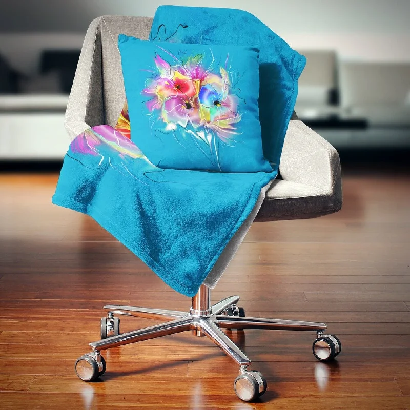 Bamboo fiber blankets with natural antibacterial propertiesDesignart 'Summer Colorful Flowers on Blue' Floral Throw Blanket Bamboo fiber blankets with natural antibacterial propertiesDesignart 'Summer Colorful Flowers on Blue' Floral Throw Blanket