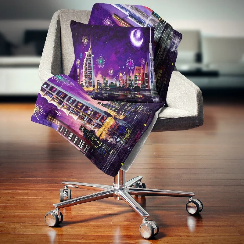 Queen - size blankets for standard - sized bedsDesignart 'Eid Celebration in Dubai' Cityscape Digital Throw Blanket
