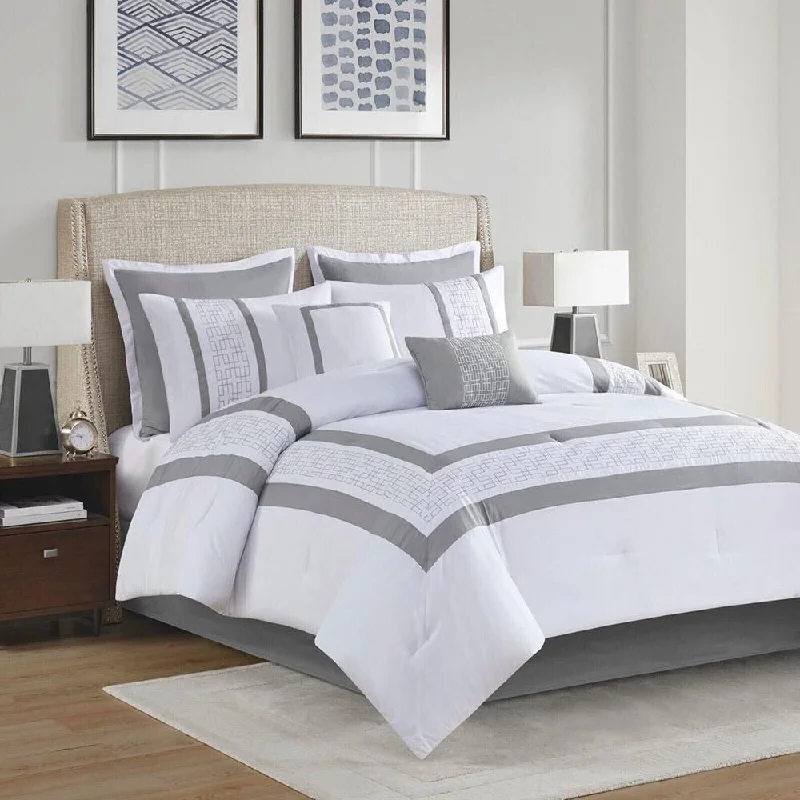 Synthetic fiber blend blankets for a budget - friendly choice8pc Queen Embroidered Comforter Set White Synthetic fiber blend blankets for a budget - friendly choice8pc Queen Embroidered Comforter Set White