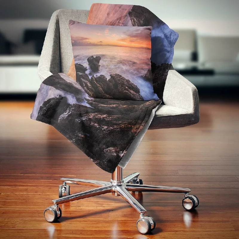 Synthetic fiber blend blankets for a budget - friendly choiceDesignart 'Sunrise over the Coast of Sicily' Beach Photo Throw Blanket Synthetic fiber blend blankets for a budget - friendly choiceDesignart 'Sunrise over the Coast of Sicily' Beach Photo Throw Blanket
