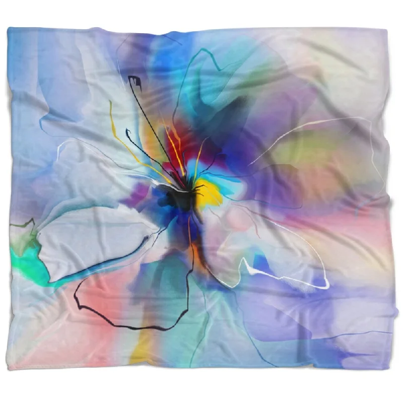 Recycled polyester blankets for an eco - conscious optionDesignart 'Abstract Creative Blue Flower' Floral Throw Blanket Recycled polyester blankets for an eco - conscious optionDesignart 'Abstract Creative Blue Flower' Floral Throw Blanket