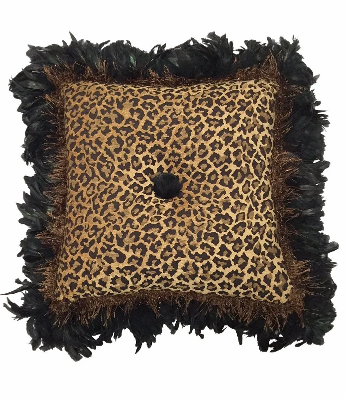 Travel Pillows for Long JourneysPlush Pillows for a Cozy BedLeopard Chenille Square Accent Pillow With Feathers 21x21 Travel Pillows for Long JourneysPlush Pillows for a Cozy BedLeopard Chenille Square Accent Pillow With Feathers 21x21