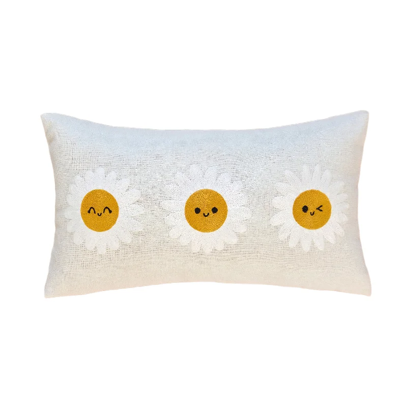 Square Pillows for Modern Home DecorCotton Pillows for Natural ComfortSmiling Daisies Lumbar Pillow Square Pillows for Modern Home DecorCotton Pillows for Natural ComfortSmiling Daisies Lumbar Pillow