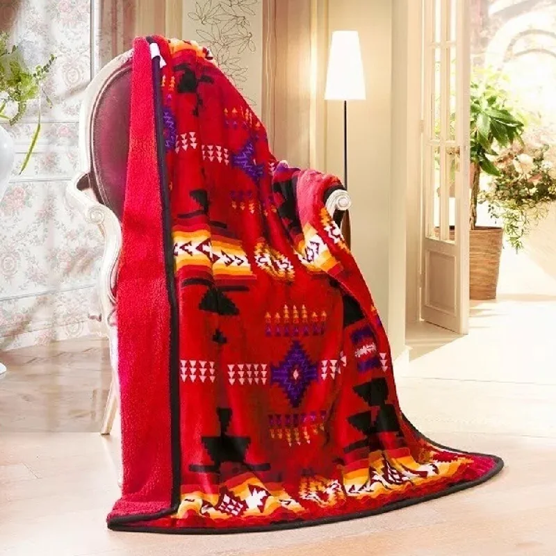 King - size blankets to cover large beds comfortablySouthwest Aztec Sherpa Throw Blanket Red King - size blankets to cover large beds comfortablySouthwest Aztec Sherpa Throw Blanket Red
