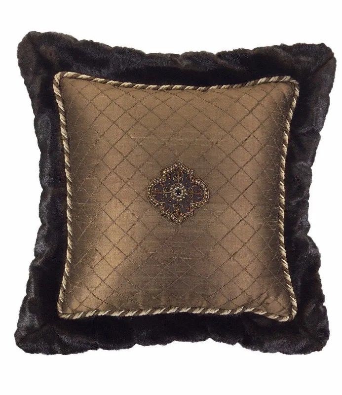 Cooling Pillows for Hot SleepersCotton Pillows for Natural ComfortChocolate Brown Embroidered Silk And Faux Mink Flanged Square Accent Pillow 18x18 Cooling Pillows for Hot SleepersCotton Pillows for Natural ComfortChocolate Brown Embroidered Silk And Faux Mink Flanged Square Accent Pillow 18x18