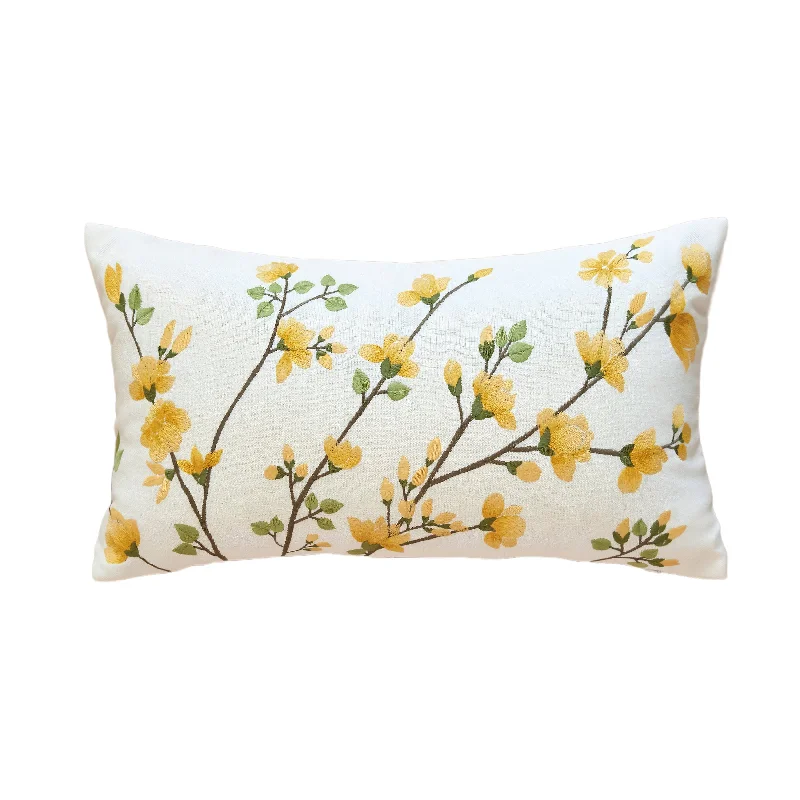 Silk Pillows for Smooth Skin and HairFeather Pillows for a Luxurious SleepYellow Flower Branch Lumbar Pillow Silk Pillows for Smooth Skin and HairFeather Pillows for a Luxurious SleepYellow Flower Branch Lumbar Pillow
