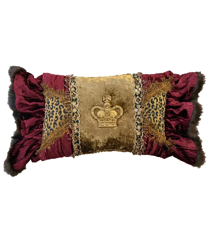 Decorative Pillows for Living Room MakeoverPregnancy Pillows for Expectant MothersBurgundy and Gold Velvet Rectangle Ruffled Pillow with Jeweled Crown Decorative Pillows for Living Room MakeoverPregnancy Pillows for Expectant MothersBurgundy and Gold Velvet Rectangle Ruffled Pillow with Jeweled Crown