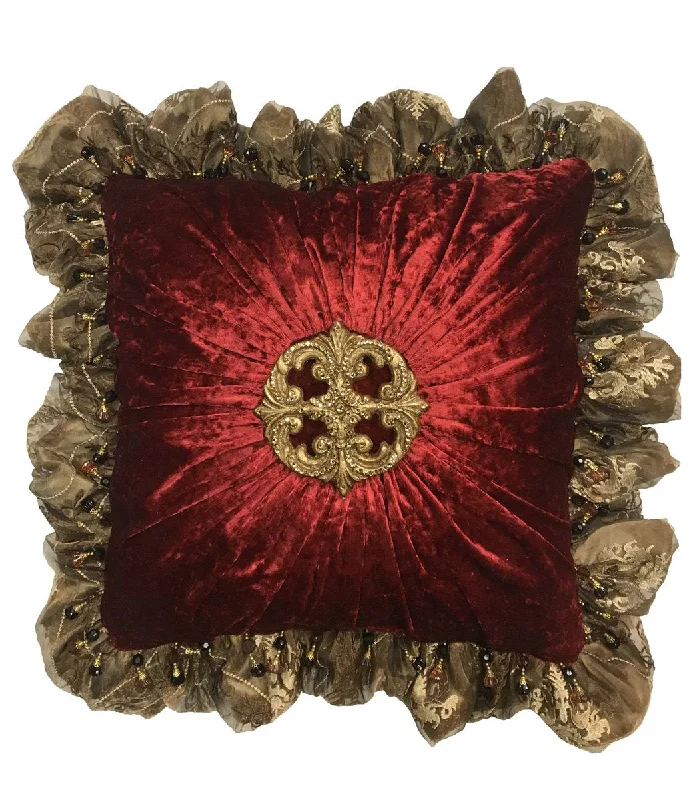 Kids Pillows with Fun DesignsLumbar Support Pillows for Car SeatsLuxury Decorative Pillow Red Velvet Ruffled with Jeweled Medallion Kids Pillows with Fun DesignsLumbar Support Pillows for Car SeatsLuxury Decorative Pillow Red Velvet Ruffled with Jeweled Medallion