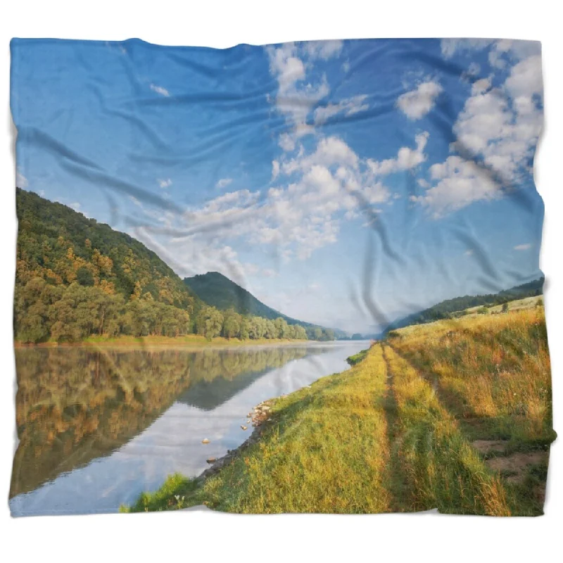Cotton blankets for breathability and a lightweight feelDesignart 'Mountain River under Blue Sky' Landscape Photography Throw Blanket Cotton blankets for breathability and a lightweight feelDesignart 'Mountain River under Blue Sky' Landscape Photography Throw Blanket