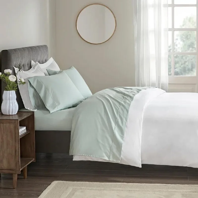 Bamboo fiber blankets with natural antibacterial propertiesQueen 400 Thread Count Wrinkle Resistant Sateen Sheet Set Seafoam Bamboo fiber blankets with natural antibacterial propertiesQueen 400 Thread Count Wrinkle Resistant Sateen Sheet Set Seafoam
