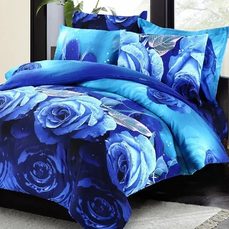 Cotton blankets for breathability and a lightweight feel3pc California King Bedding Duvet Cover & 2 Pillow Shams Roses Blue Cotton blankets for breathability and a lightweight feel3pc California King Bedding Duvet Cover & 2 Pillow Shams Roses Blue