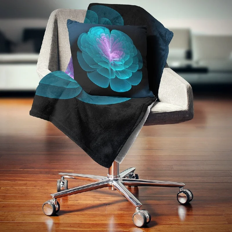 Mohair blankets with a unique sheen and softnessDesignart 'Abstract Blue Floral Fractal Background' Floral Throw Blanket Mohair blankets with a unique sheen and softnessDesignart 'Abstract Blue Floral Fractal Background' Floral Throw Blanket