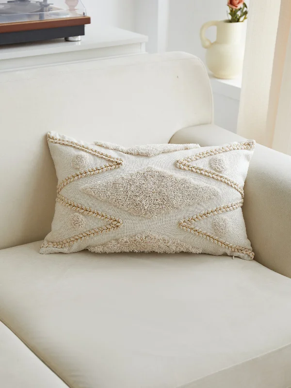 Soft and Fluffy Pillows for Bedroom ComfortBolster Pillows for Sofa DecorationGeometric Tufted Ivory Lumbar Pillow Soft and Fluffy Pillows for Bedroom ComfortBolster Pillows for Sofa DecorationGeometric Tufted Ivory Lumbar Pillow