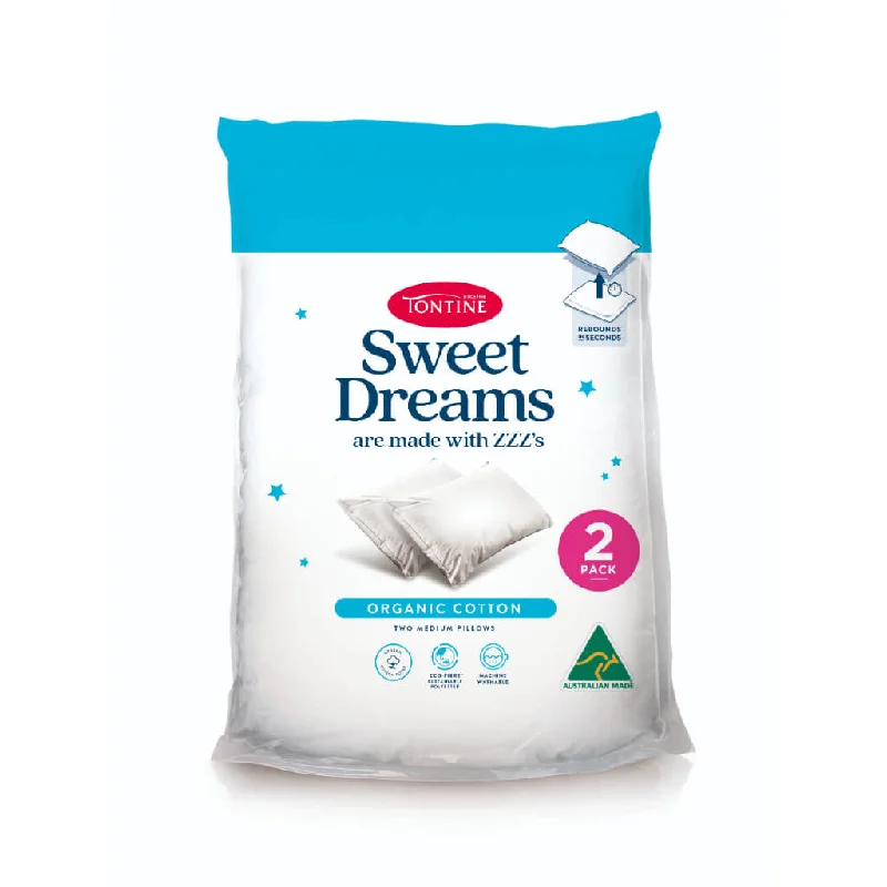 Cotton Pillows for Natural ComfortBolster Pillows for Sofa DecorationSweet Dreams Organic Cotton 2 Pack Pillow - Medium Cotton Pillows for Natural ComfortBolster Pillows for Sofa DecorationSweet Dreams Organic Cotton 2 Pack Pillow - Medium