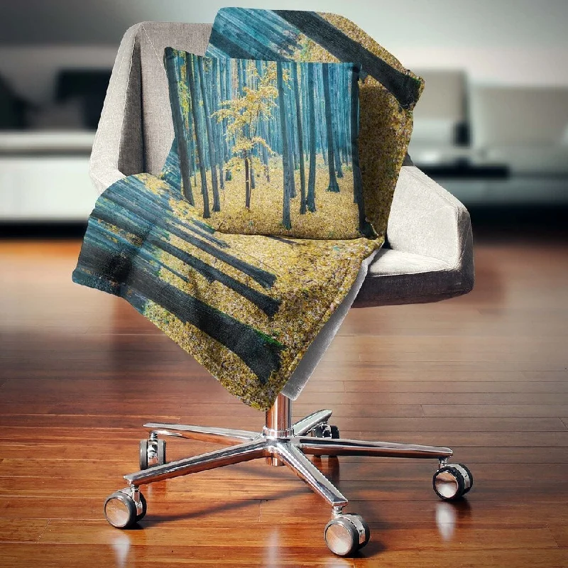 Linen blankets with a rustic and textured lookDesignart 'Dense Autumn Beach Forest' Oversized Forest Throw Blanket