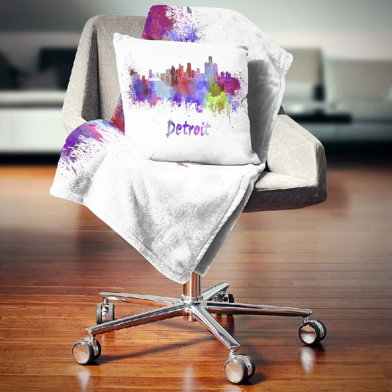 Rayon from bamboo blankets for a silky and breathable feelDesignart 'Detroit Skyline' Cityscape Throw Blanket Rayon from bamboo blankets for a silky and breathable feelDesignart 'Detroit Skyline' Cityscape Throw Blanket