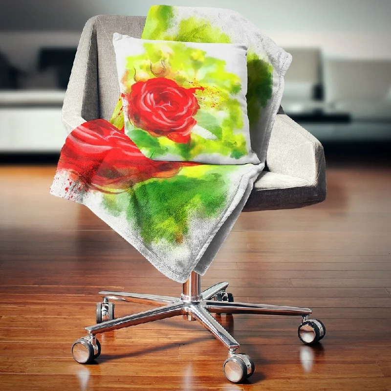 Wool blankets with natural warmth and insulationDesignart 'Bright Red Rose on Light Green' Floral Throw Blanket Wool blankets with natural warmth and insulationDesignart 'Bright Red Rose on Light Green' Floral Throw Blanket